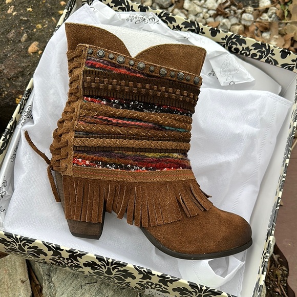 Naughty Monkey Brown Fringe Ankle Boots - Picture 5 of 7